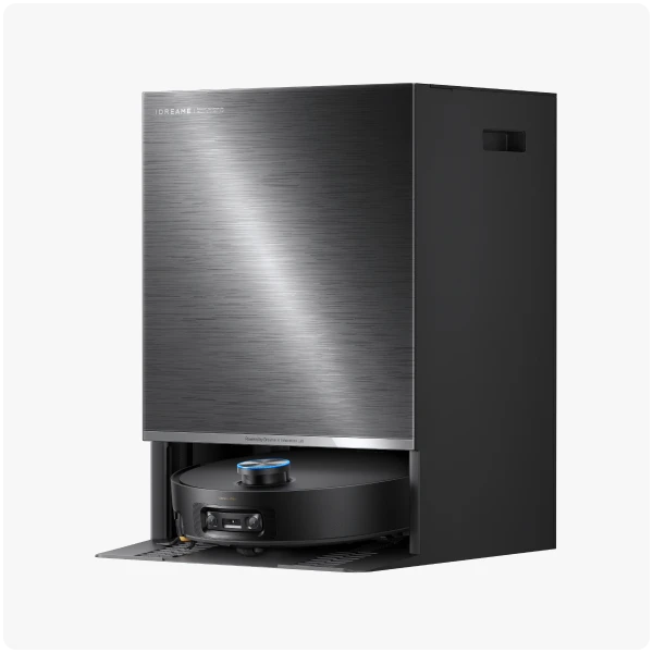 Dreame X60 Pro Ultra Matrix — შავი რობოტი და სადგური